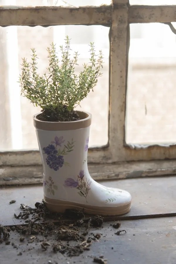 Dekoračný kvetináč v tvare gumovky s kvetmi - 17*8*18 cm