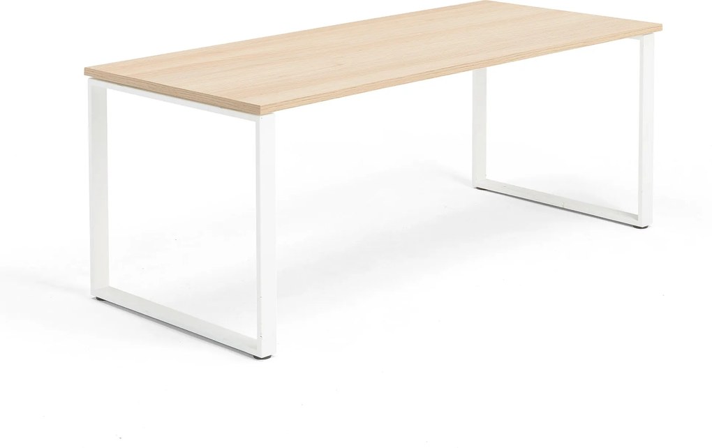 Kancelársky pracovný stôl Modulus, O-rám, 1800x800 mm, dub/biela