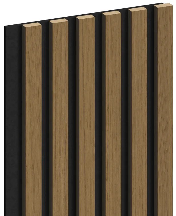 Mexen Lam-F, akustické stenové lamely 275 × 30 cm, plstený podklad 8 mm, technická dyha, teak zlatistý, S105-275307-3015-014