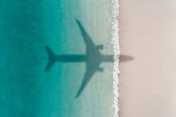 Umelecká fotografie Aerial shot showing an aircraft shadow, Abstract Aerial Art, (40 x 26.7 cm)