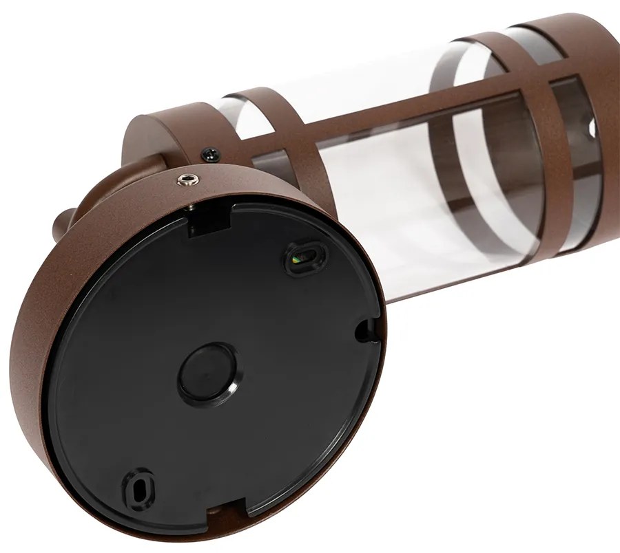 Vonkajšia nástenná lampa hrdzavohnedá IP44 so senzorom súmraku - Ruben