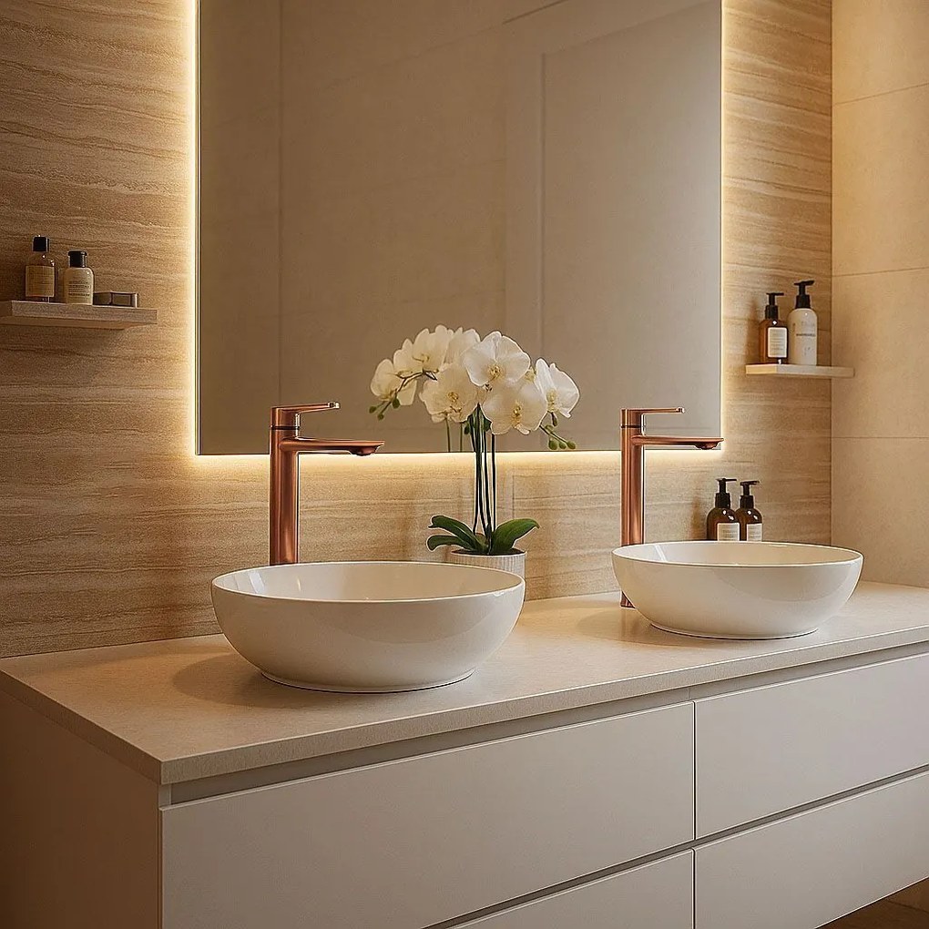 Rea Storm, vysoká umývadlová batéria h-295, medená matná, REA-B3002