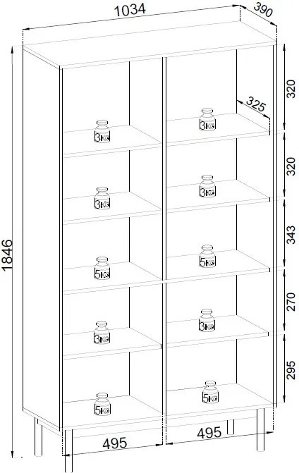 Vysoká vitrína Japandi, 104 cm, béžová kašmír