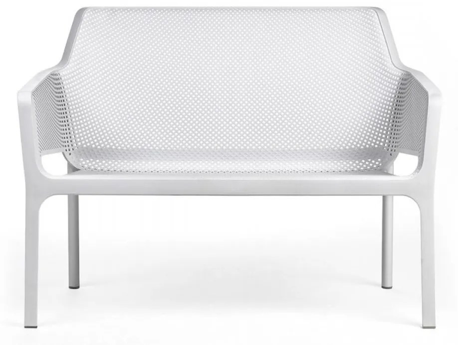 NET BENCH záhradná lavica s podrúčkami bianco
