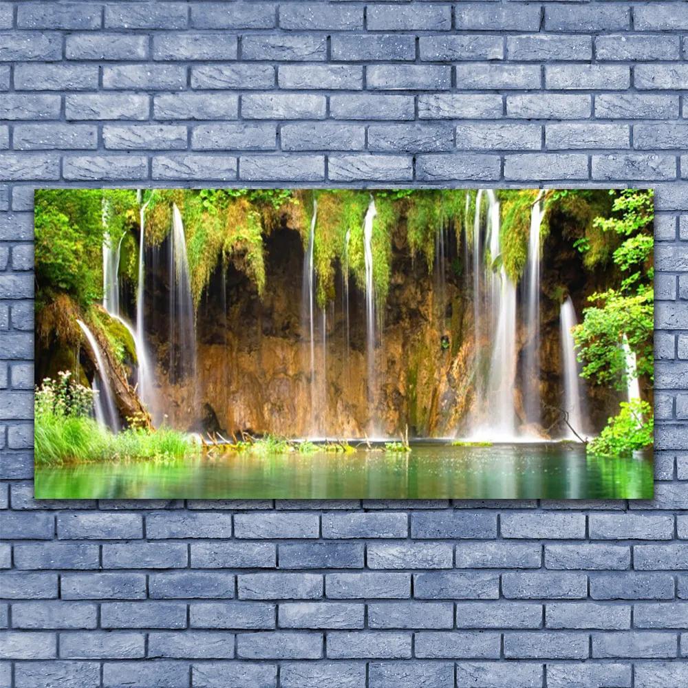 Obraz plexi Vodopád jazero príroda 120x60 cm
