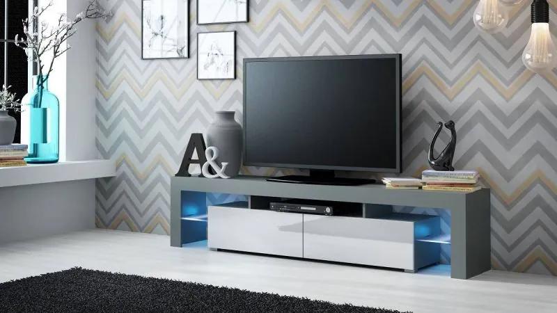 Televízny stolík Cama SOLO sivý mat/biely vysoký lesk/sivý mat