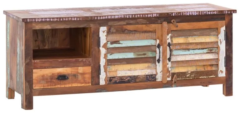 furniture-nabytek.cz - Masívny TV stolík Wakefield z recyklovaného dreva, lakovaný, viacfarebný – 150×50×60 cm