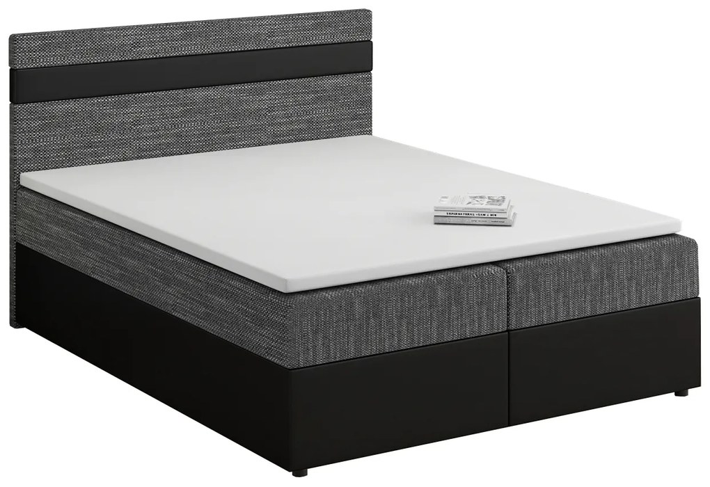 Manželská posteľ Boxspring 140x200 cm Mimosa Comfort (melíorvaná sivá + čierna) (s roštom a matracom). Akcia -20%. Vlastná spoľahlivá doprava až k Vám domov. 1056225