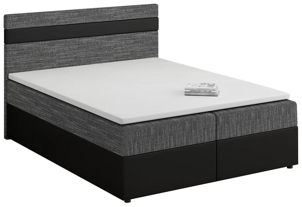 Manželská posteľ Boxspring 180x200 cm Mimosa (melíorvaná sivá + čierna) (s roštom a matracom). Vlastná spoľahlivá doprava až k Vám domov. 1007813