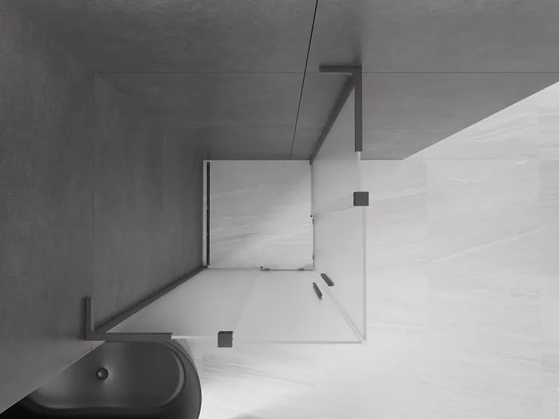 Mexen Velar L Duo, sprchový kút s posuvnými dverami 90 x 90 cm, 8mm sklo námraza, brúsený grafit, 871-090-090-02-33-66