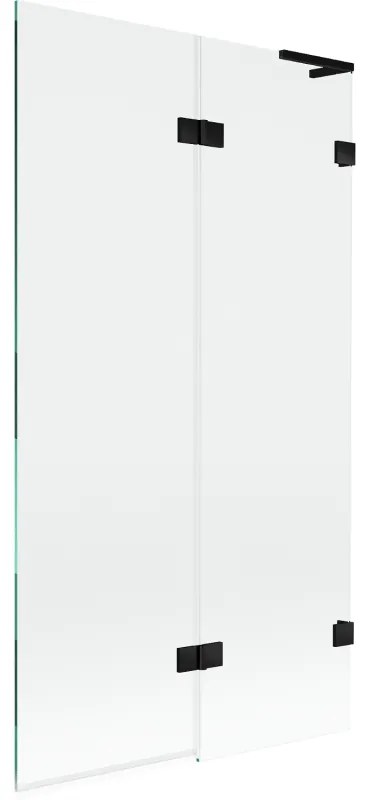 Mexen Lunar L, 2-krídlová vaňová zástena pravá 100 x 150 cm, číre sklo, čierna matná, 897L-100-100-70-00-P