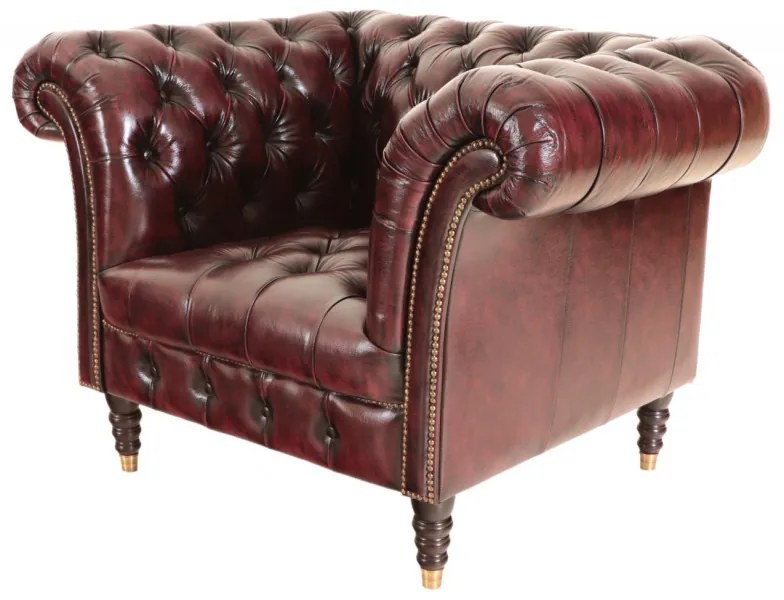 Pohovka jednomiestna Chesterfield Bath z pravej hovädzej kože New Red New Red