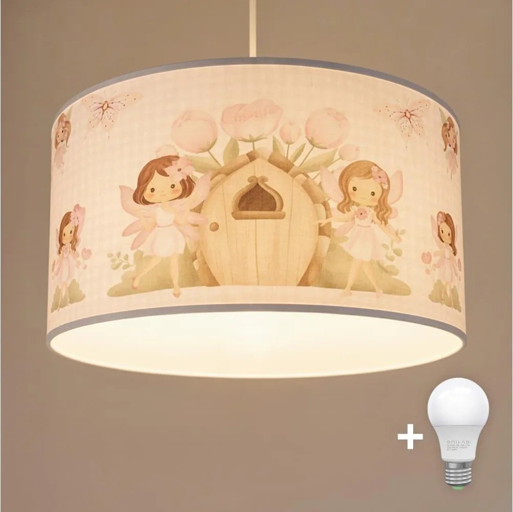 Brilagi - LED detský luster na lanku BOBO 1xE27/60W/230V pr. 35 cm ružová s motívom víl