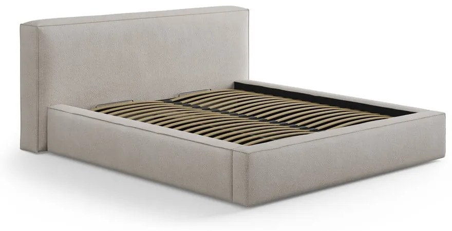Svetlosivá čalúnená dvojlôžková posteľ s úložným priestorom s roštom 200x200 cm Simon Olivia – Micadoni