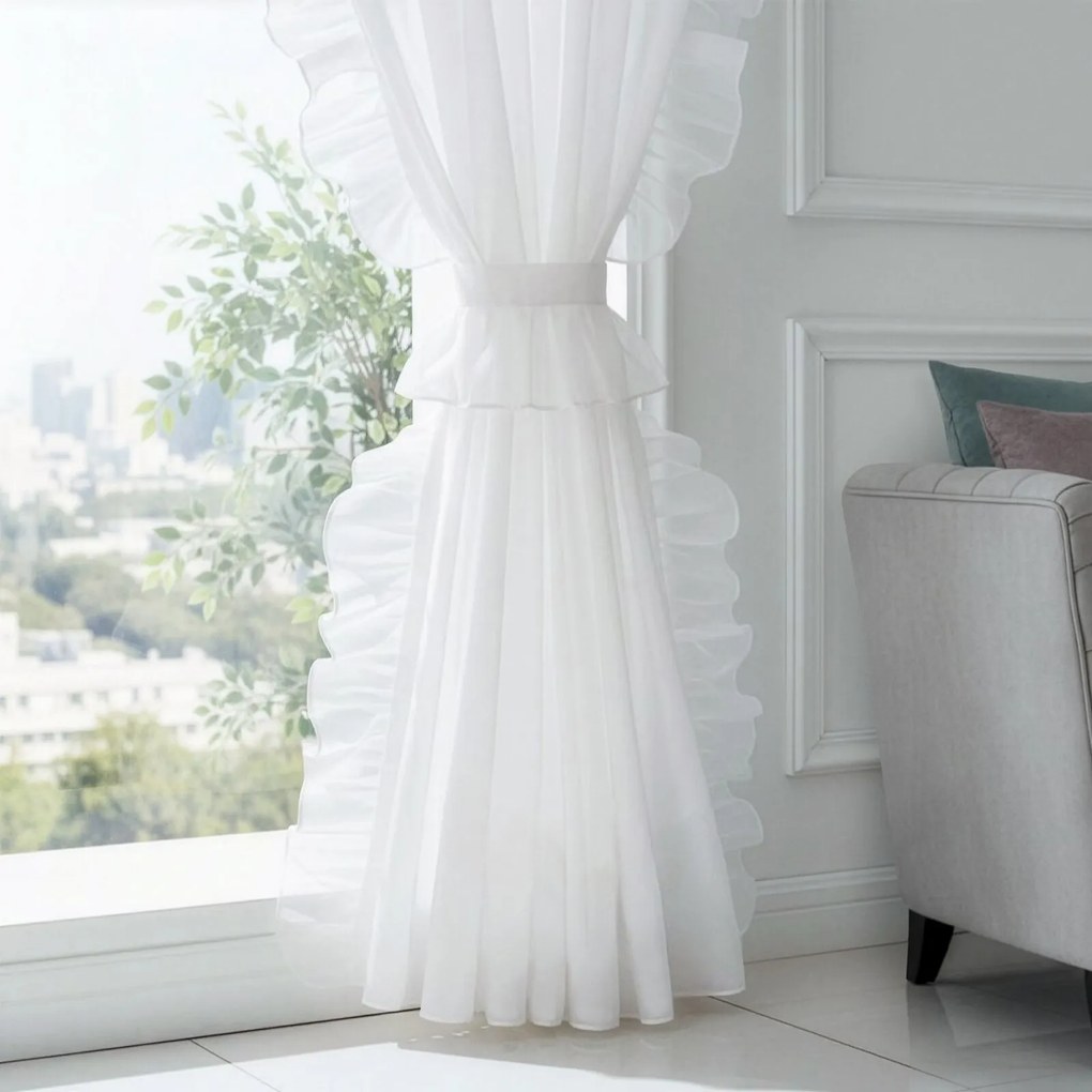 ZÁCLONA NA PÁSKE KAREN 140X270 CM BIELA