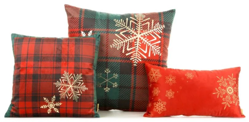 Károvaná vianočná obliečka s vločkami Šírka: 60 cm | Dĺžka: 60 cm