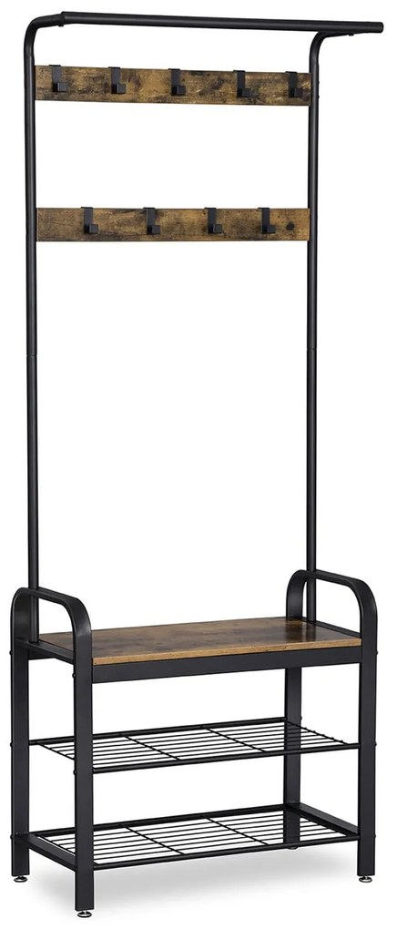 Predsieňová stena TAYLOR s botníkom 183x72 cm, rustikálne hnedá