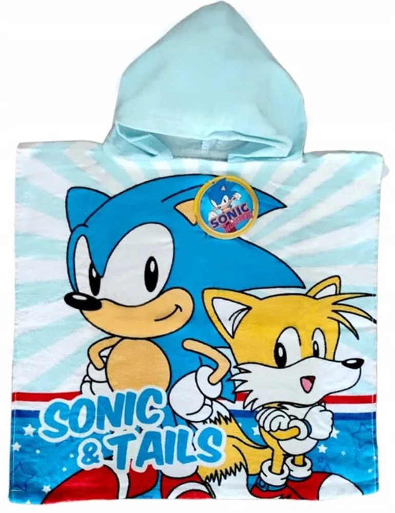 DETSKÝ BAVLNENÝ PONČO UTERÁK S KAPUCŇOU SONIC 50X100 CM VZOROVANÝ