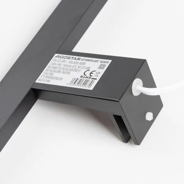 Aigostar - LED zrkadlové osvetlenie do kúpeľne LED/12W/230V 4000K 60 cm IP44 čierne