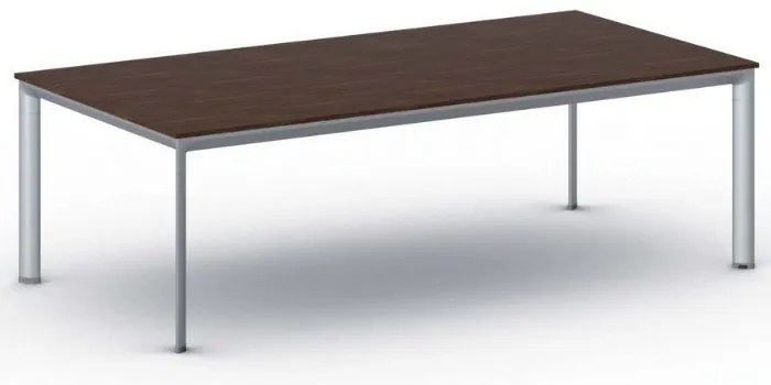 Rokovací kancelársky stôl PRIMO INVITATION, 240x120 cm, sivostrieborná podnož, orech