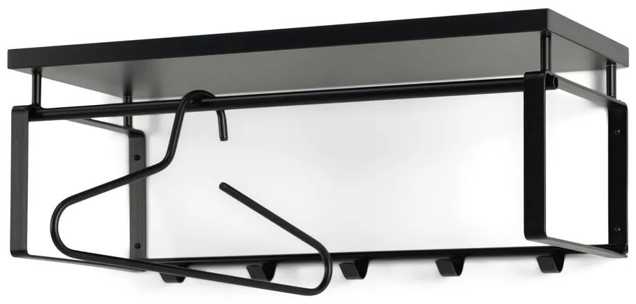 Čierny kovový nástenný vešiak s poličkou Rex – Spinder Design