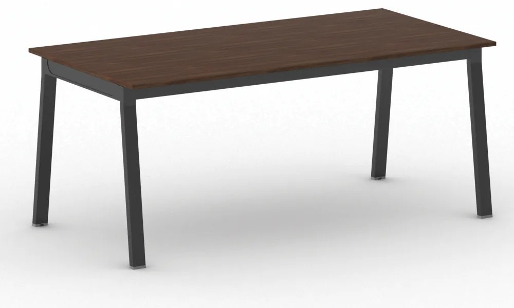 Rokovací kancelársky stôl PRIMO BASIC, 180x90 cm, čierna podnož, orech