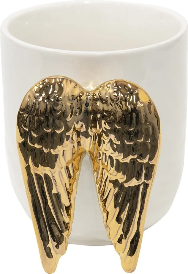 Biely keramický hrnček so zlatými krídlami Wings - 11*9*10 cm