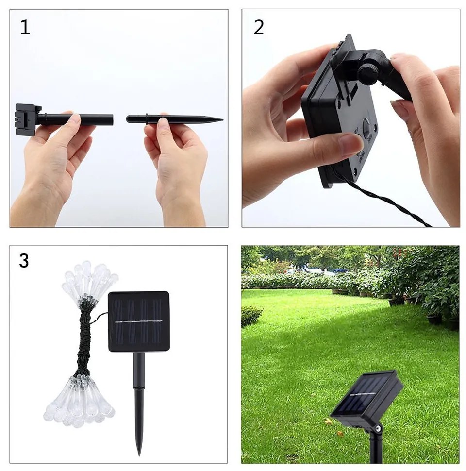 Bezdoteku LEDSolar 20 vianočné solárne reťaz kvapky multicolor, IPRO, 2W, farebné