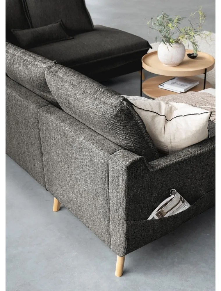 Tmavosivá rozkladacia rohová pohovka (pravý roh/do tvaru "U") Charming Charlie – Miuform