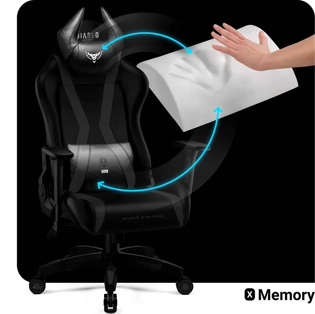 Herné kreslo z eko-kože King Size, čierna: Diablo X-Horn 2.0