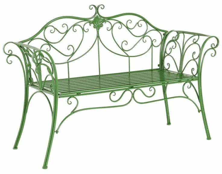 Záhradná kovová lavička zelená