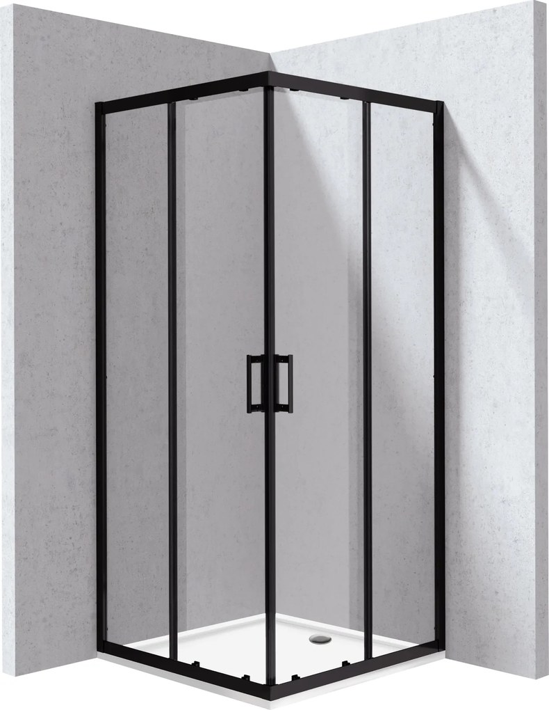 Deante Štvorcový sprchový kút Funkia Evo 90x90 cm - KYCPN099P, čierna mat + sprchová vanička biela