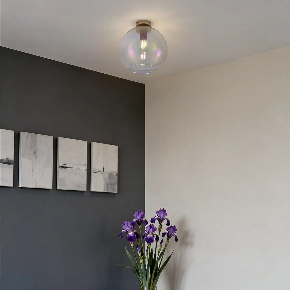 Art Deco stropné svietidlo zlaté s dúhovým sklom - Sandra