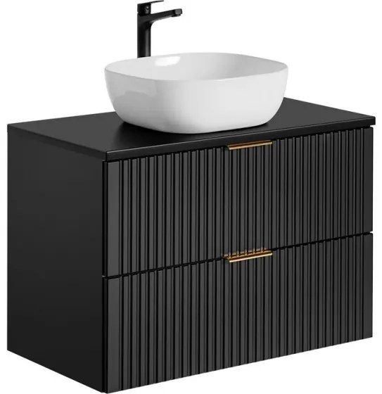 Kúpeľňová zostava Casad 80 cm so skrinkami, umývadlom a zrkadlom čierna