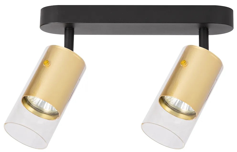 Bodové svietidlo Ricky, 2x zlaté/transparentné plastové tienidlo, b