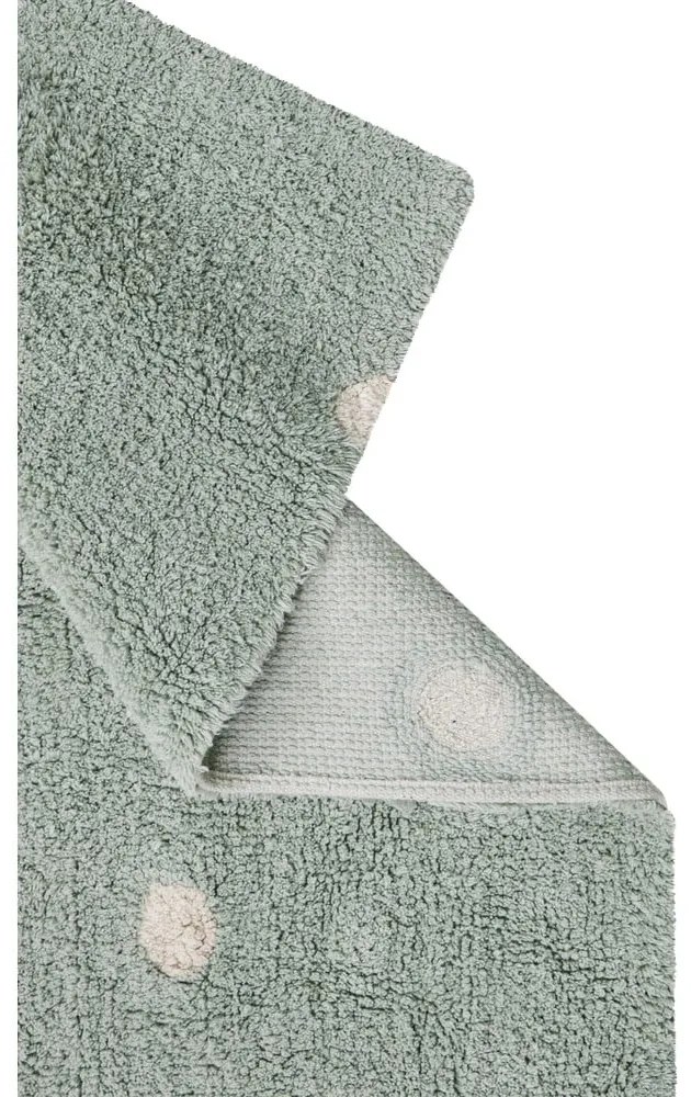Prateľný ručne tkaný bavlnený detský koberec v mentolovej farbe 100x150 cm Mini Dot Blue Sage – Lorena Canals