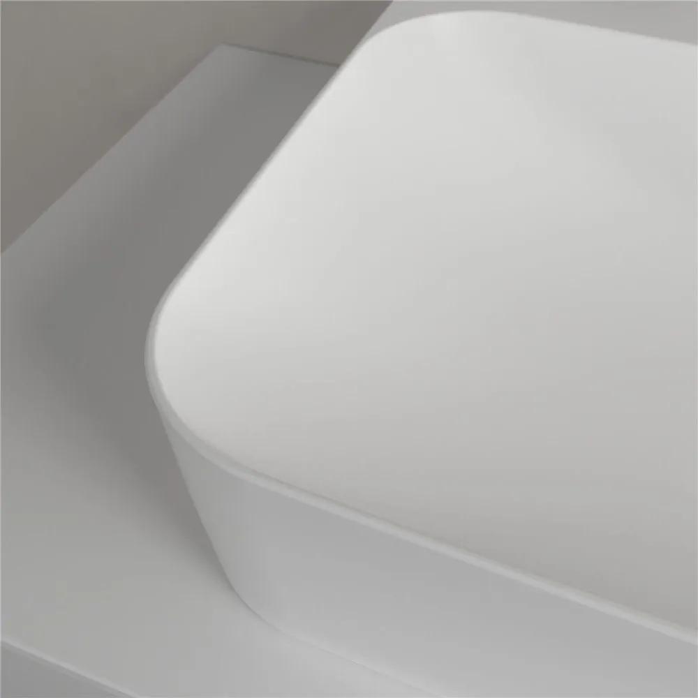 VILLEROY &amp; BOCH Finion závesné umývadlo s otvorom (spodná strana brúsená), bez prepadu, 600 x 470 mm, Stone White, s povrchom CeramicPlus, 41686LRW