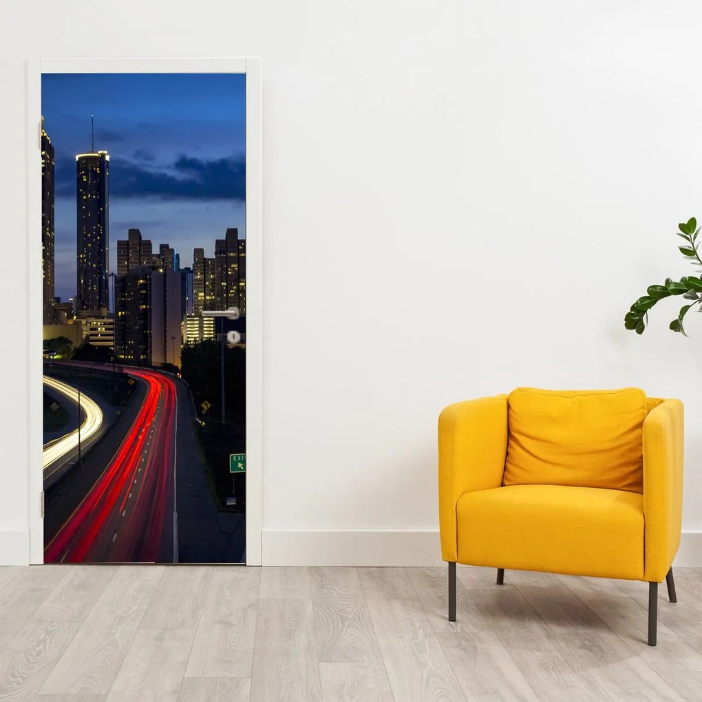 Fototapeta na dvere - Nočné mesto (95x205cm)