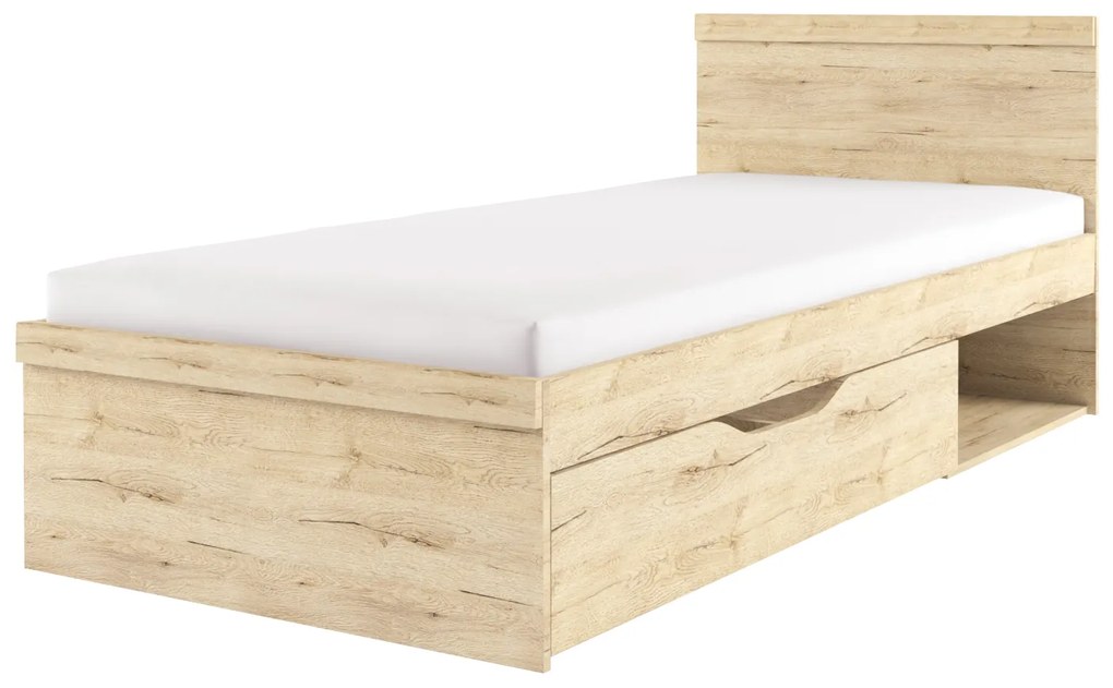 Jednolôžková posteľ 90 cm ORIT (dub san remo) (s roštom). Vlastná spoľahlivá doprava až k Vám domov. 1053204