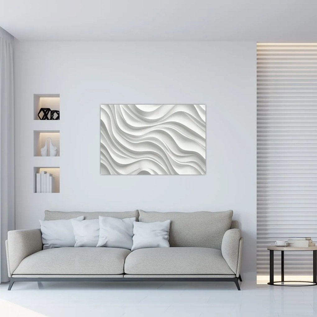 Obraz - 3D biele vlny (90x60 cm)