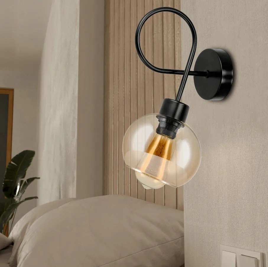 BERGE Sklenená LED nástenná lampa LOFT 1xE27 - jantárová farba
