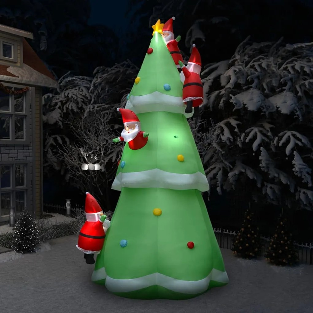 vidaXL Nafukovací vianočný stromček so Santom LED IP44 500 cm XXL