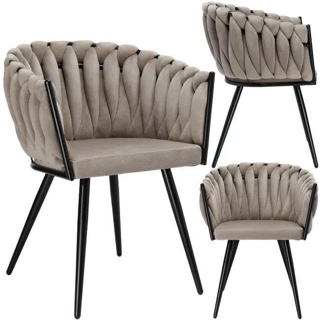 Jedálenská stolička ASTON zamatová, béžová / hnedá
