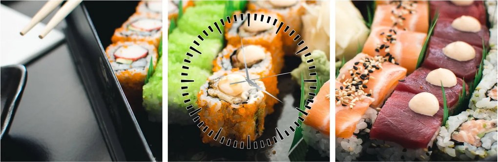 Obraz - Sushi (s hodinami) (90x30 cm)