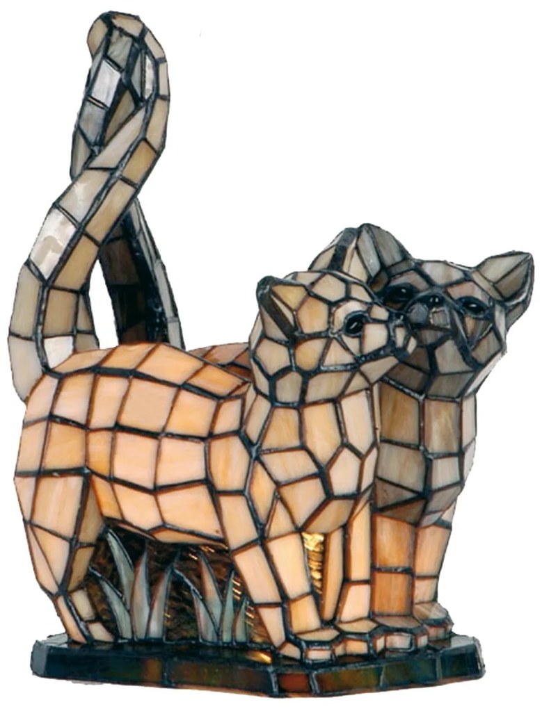 Dekoratívna lampa Tiffany Cat - 36 * 28 cm 1x E14 / max 40w