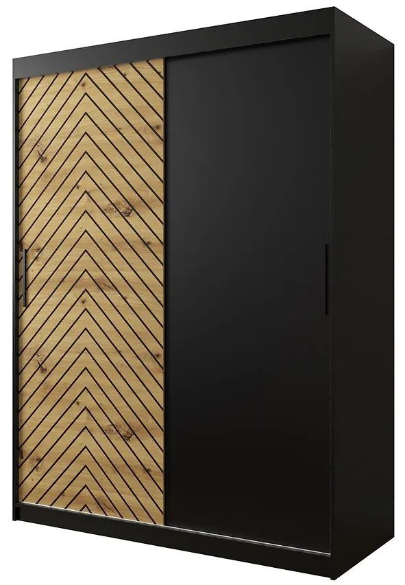 Skriňa Jodełka 150 čierna/dub Artisan/čierna