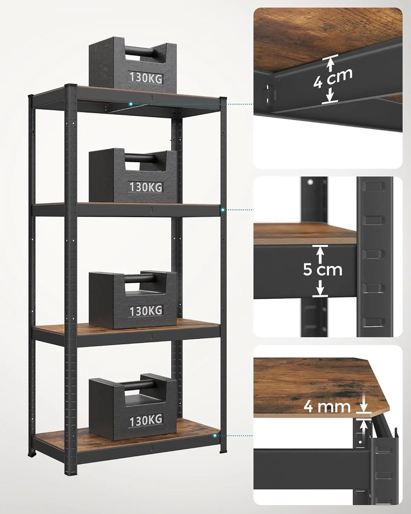 Dílenský regál Busta 80 cm černý/ tmavě hnědý