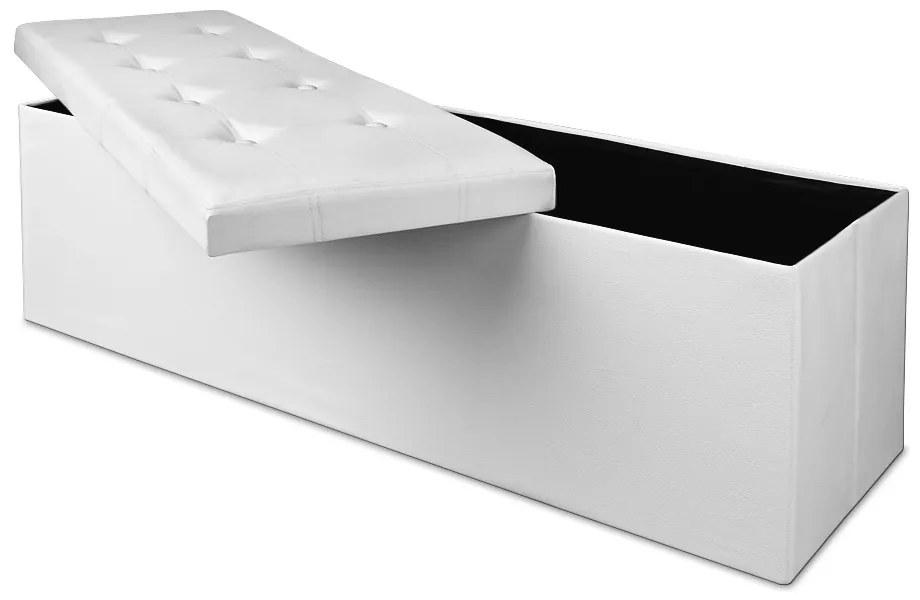 Taburet s úložným priestorom BELLA, 115x40x40cm, biela Casaria