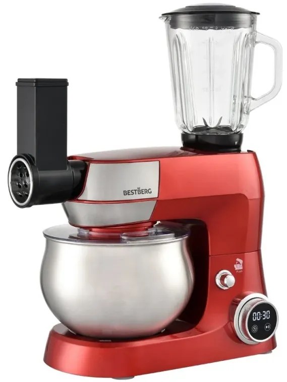 Multifunkčný kuchynský robot BestBerg BBR-1900R / 1900 W / 5 l / 12 rýchlostí / červená