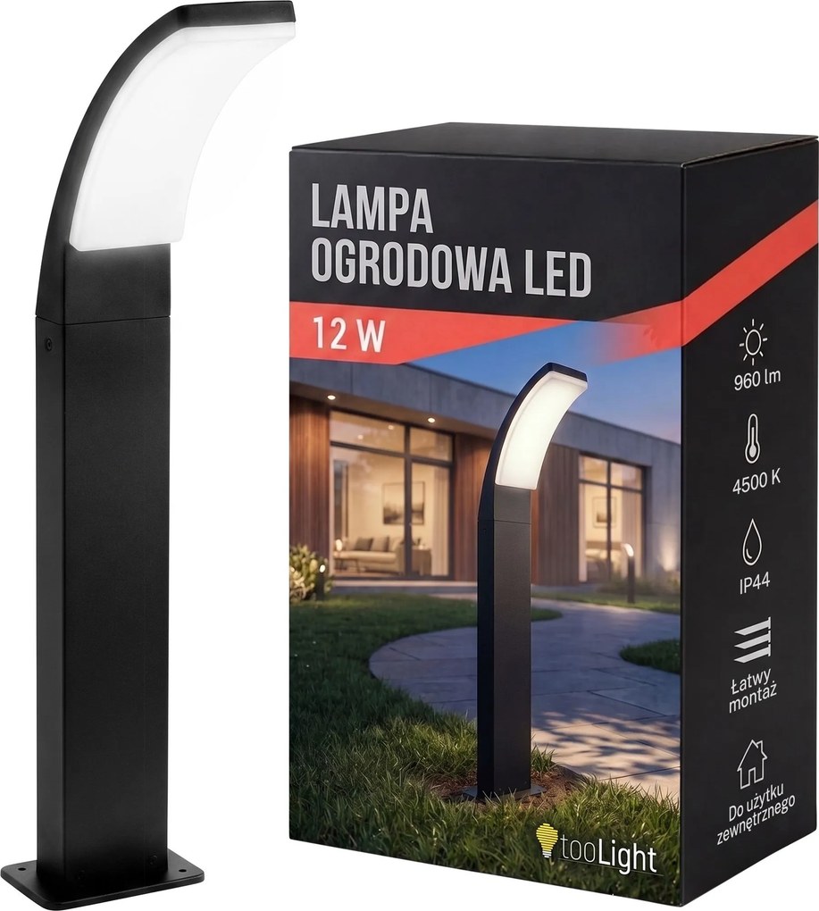 Toolight Toolight,, JNH033-G, záhradný LED stĺpik, v. 60 cm, 12 W, 4500 K, IP44, čierna matná, OSW-56227